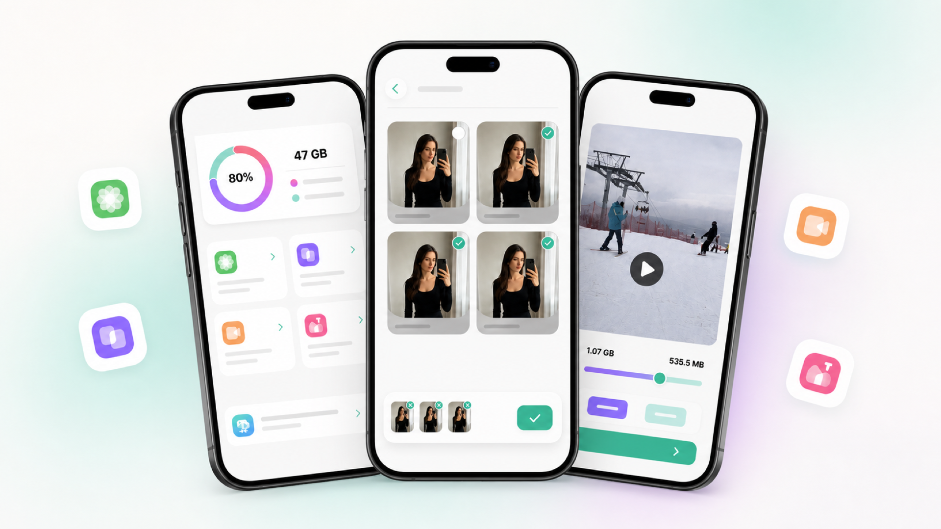 Max Cleaner storage, similar photos, and compression screens